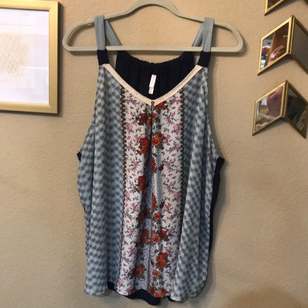 Xhilaration chiffon and cotton tank tunic